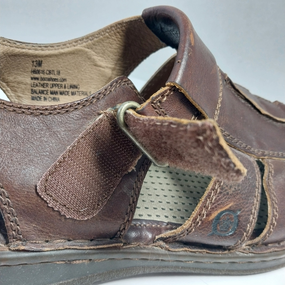 Born Sandals Mens 13 M Brown Leather Fisherman Comfort Slingback Adjustable - Picture 14 of 15